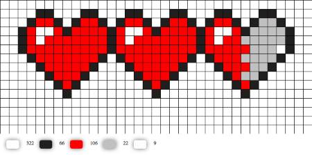 Zelda Pixel Heart Perler Bead Pattern