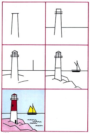 Cute Lighthouse Drawing