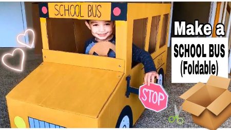 Foldable School Bus Cardboard Craft