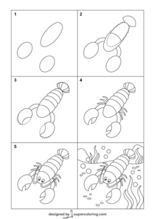 Lobster Underwater Sketch