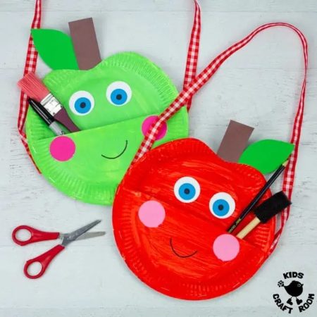 Paper Plate Apple Bag