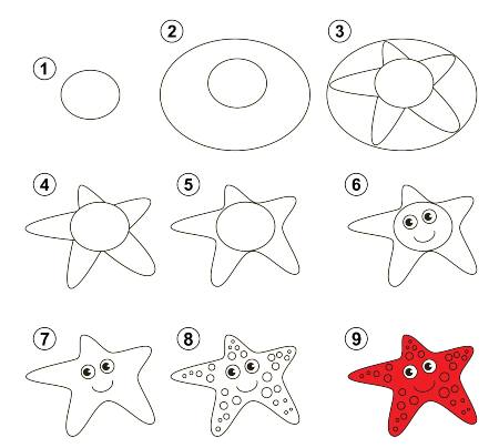 Red Starfish Drawing