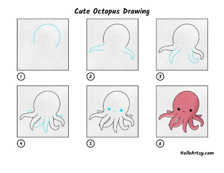 Smiling Octopus Drawing