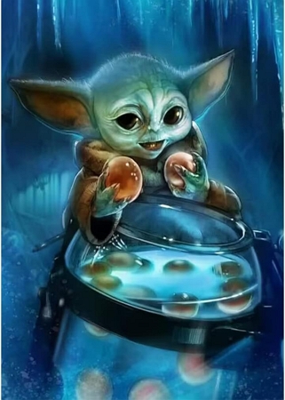 Baby Yoda Starry Night - 5D Diamond Painting - DiamondByNumbers - Diamond  Painting art